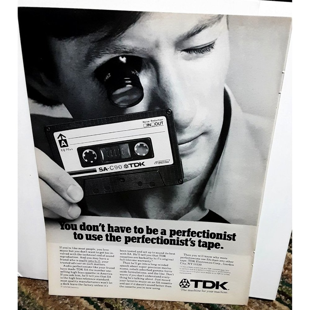 1979 TDK Perfectionist Cassette Tape Vintage Print Ad 70s Original